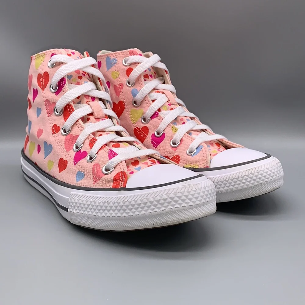 Converse Kids Sneakers - Pink with Multicolor Hearts - Picture 9 of 14